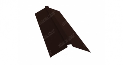 Планка конька плоского 150х40х150 0,5 GreenCoat Pural с пленкой RR 887 шоколадно-коричневый (RAL 8017 шоколад)